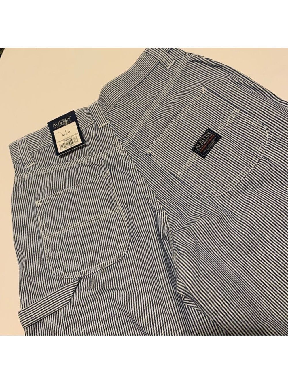 AUSTIN CLOTHING COMPANY striped denim cropped carpenter jean pants vintage style - Picture 10 of 11